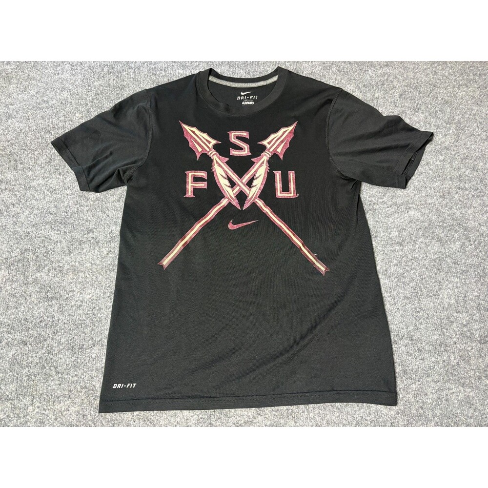 Nike Dri Fit Florida State University Tee Shirt Mens Small Black Short Sleeve